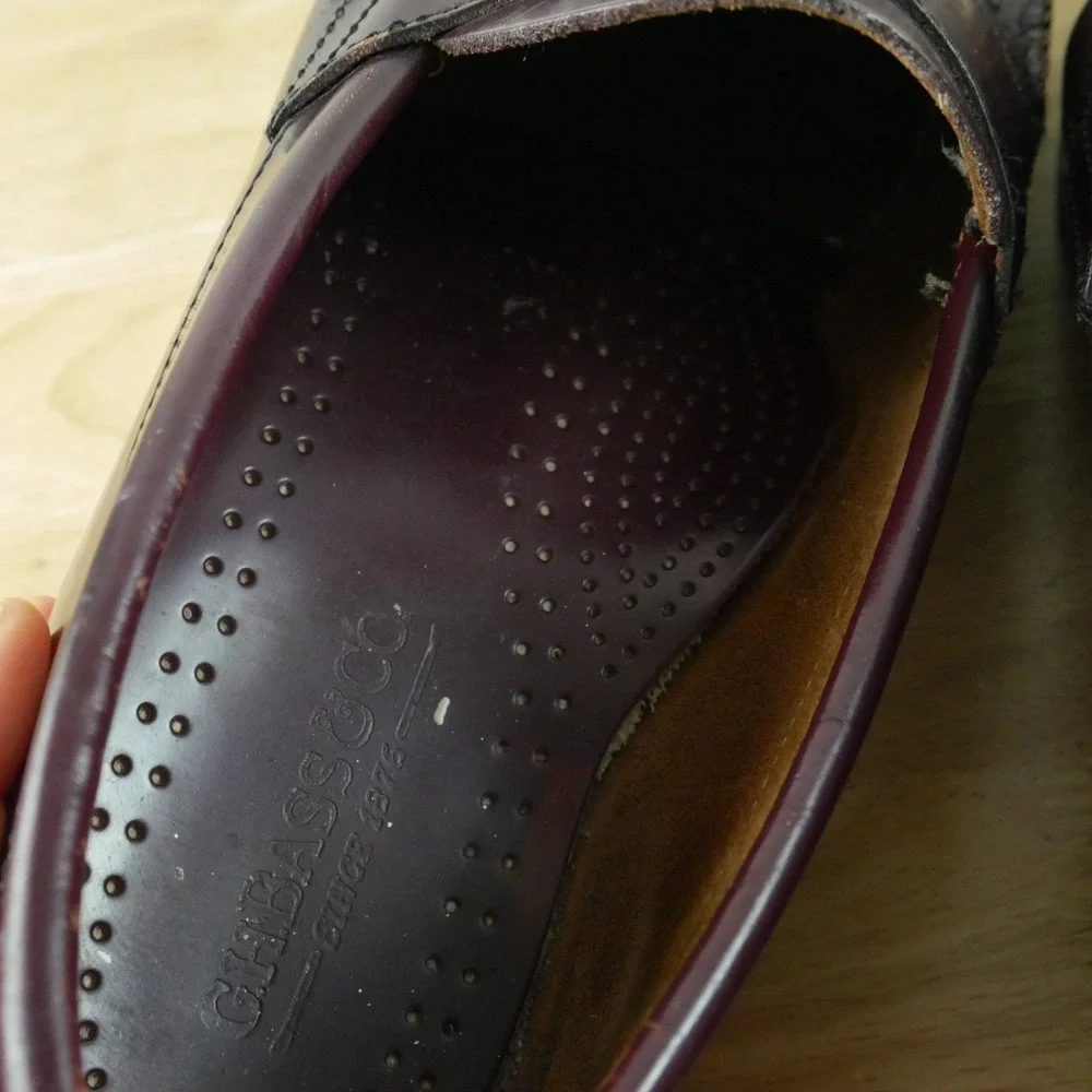 GH Bass Mens Logan Penny Loafers Burgundy Leather Slip On Shoes 10 EEE Preppy